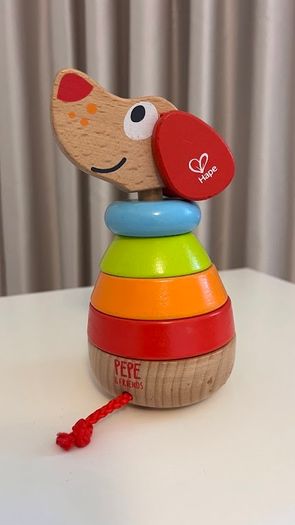 Hape Pepe & Friends Sound Dog Stacker - Baby & Toddler Wooden Activity Toy