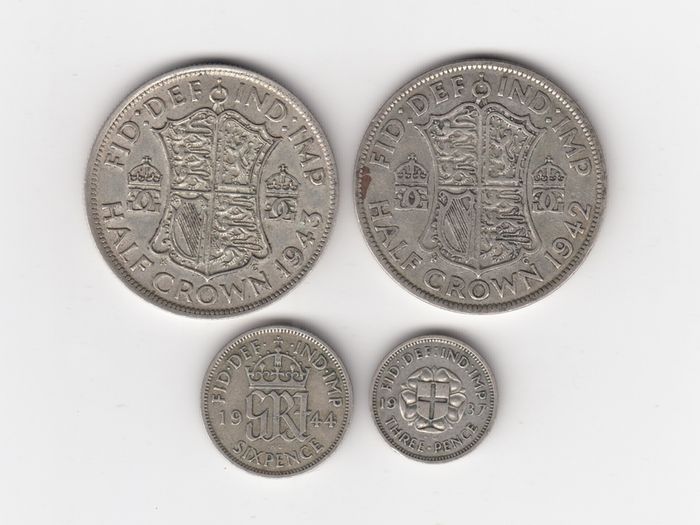 1/2 Troy Once(15.55 grams approx) of G.B. 50% (31.1 grams approx) silver coins (no.G4)