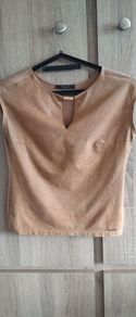 mohito Suede look brown top fits Xs s