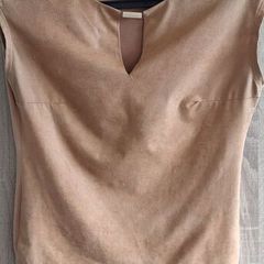 mohito Suede look brown top fits Xs s