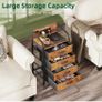 Bedside Table Cabinet with Drawers and Charging Station, Small Nightstand for Bedroom, Storage Chest of Drawers for Living Room, Hallway, Entryway, Rustic Brown Image 7