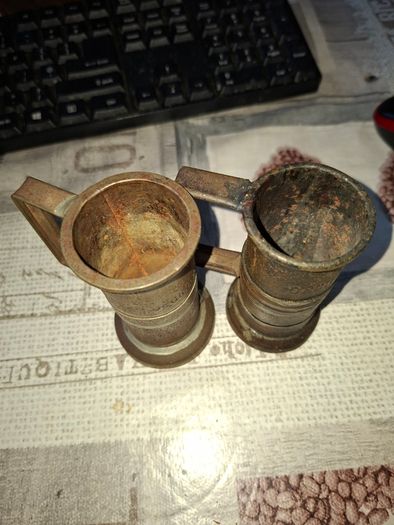 Rare 13 Piece Lot of Antique Chavagnat Tin Measuring Demi-Litre from Paris, France, dating  approximately 1800s.