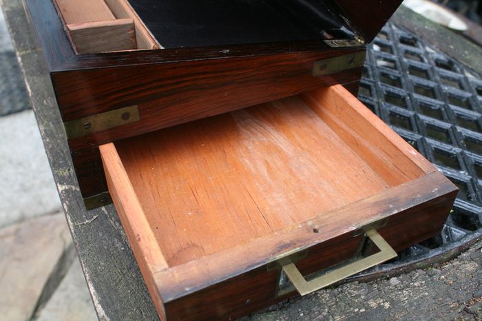 Antique Wooden Writing Box 19th century ,Brass fittings