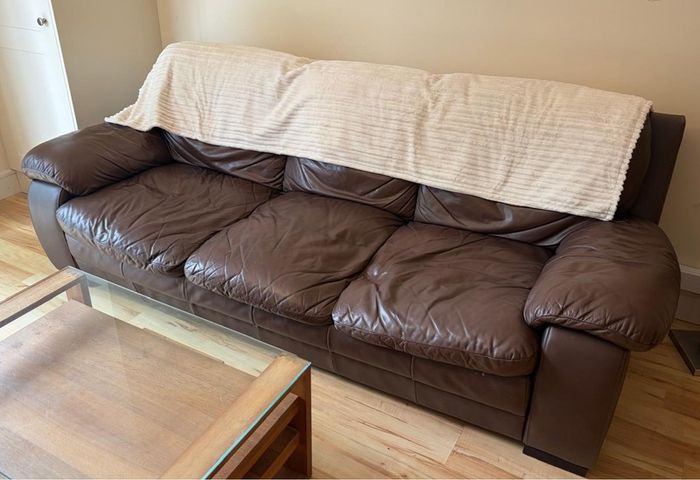 Brown leather 3-seater and 2-seater sofas (sold separately or together; open to offers)