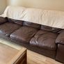 Brown leather 3-seater and 2-seater sofas (sold separately or together; open to offers) Image 2