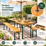 Wooden Folding table and two benches picnic set  (3 pieces) Image 2