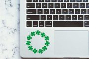 Shamrock Wreath Laptop Decal, Laptop Vinyl Decal Macbook Sticker Window Mac Apple, Car, Bumper, Truck, Window Decal, Removable Laptop Decal