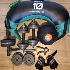 Home workout equipment set with weights and accessories