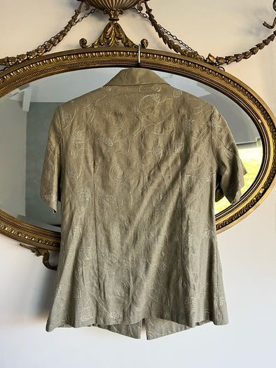 Saloos Collection Olive Green Linen Blouse Size UK 12