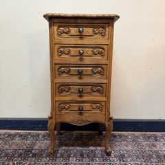 French Oak Tallboy Chest with Carved Drawers and Cabriole Legs