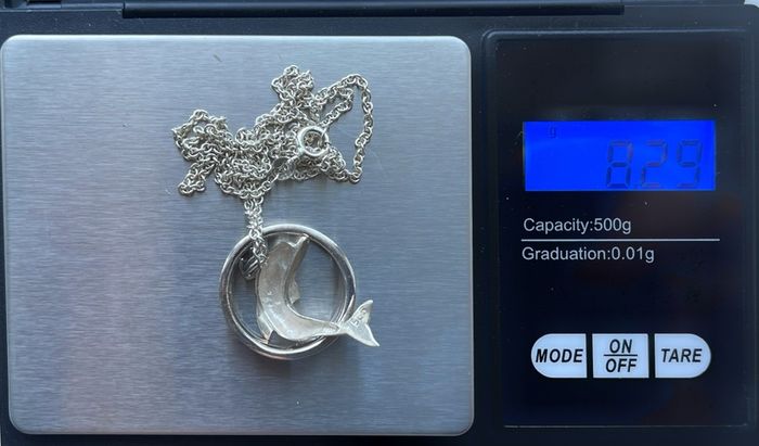 Silver dolphins set (ring and necklace)