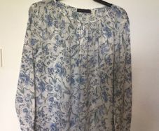 Price includes postage M&S long sleeve blue and white lightweight cotton blouse size 14