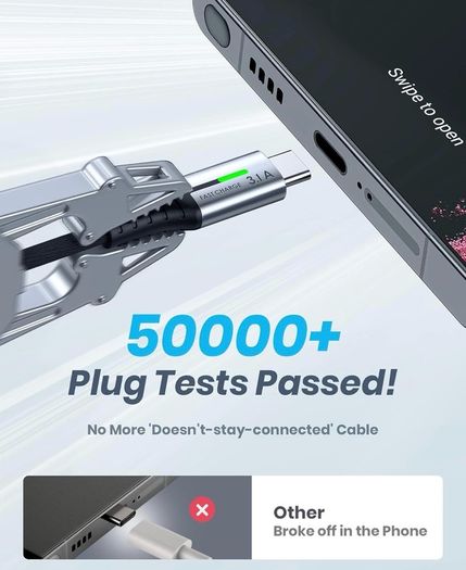 USB-C to USB-C Fast Charging Cable 2m, 100W Power Delivery,  Extra-Long & Durable, Compatible with iPhone, Samsung, Android, iPad, Laptop & More