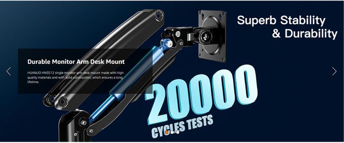 Pair of HUANUO Gas Spring Monitor Mounts 13-49 Screens / Ultrawide Compatible