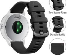 20mm Strap for Garmin Vivoactive 3/3 Music/Venu/Venu 2 Plus/sq/sq 2/Forerunner 245/645/55, Soft Silicone Watch Band Replacement