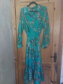 Green and gold chain print maxi dress (free post)