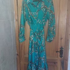 Green and gold chain print maxi dress (free post)