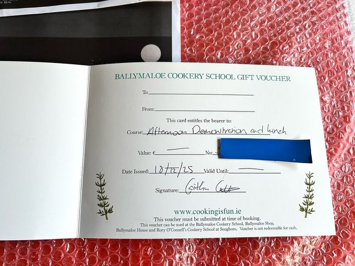 vouchers for ballymaloe cookery school and lunch