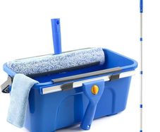 Window Cleaning Kit with 12L Bucket, 35cm Window Squeegee and 38cm Scrubber with 155cm Long Handle, Professional Window Cleaning Equipment Washing Kit Cleaner Tool for Home Outdoor Commercial Use