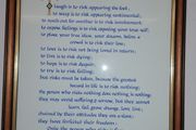 Risks Poem Framed