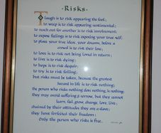 Risks Poem Framed