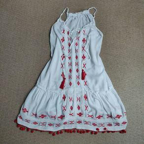 White with red details Holiday dress, size 10