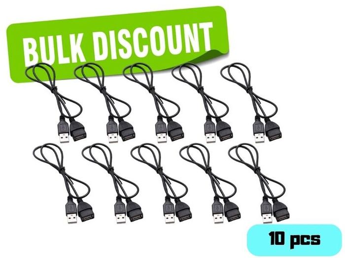 10 Pack USB 2.0 Extension Cable A Male to A Female 1.5m Black Bulk Wholesale