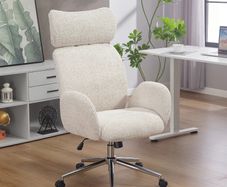 Office chair with adjustable headrest, ergonomic desk chair, tilt function, height-adjustable, Gray-White