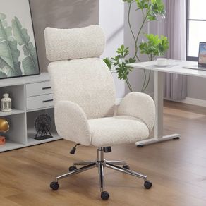 Office chair with adjustable headrest, ergonomic desk chair, tilt function, height-adjustable, Gray-White