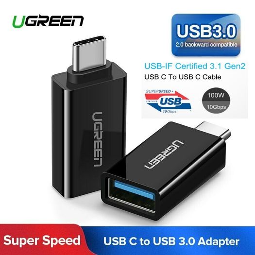 2 X Ugreen USB 3.1 Gen 2 (10 Gbps) Type-C (Male) to Type-A (Female) OTG Adapter/Convertor (Brand New/Warranty)