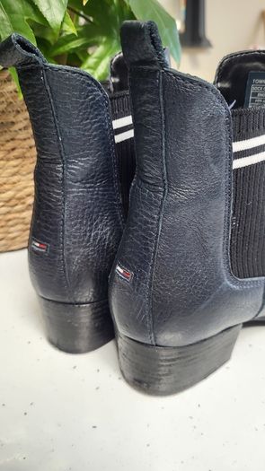 TOMMY HILFIGER Navy pointed ankle boots Sz 40 (Fit 7UK) - Rrp 180 (New)