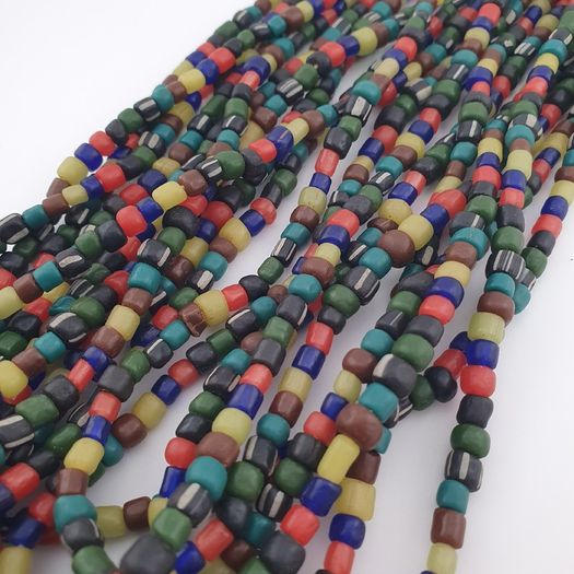 Antique African Style MultiColor 4-5.5mm Glass Beads Necklace Strand