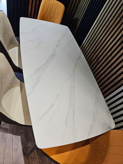 Stone/Ceramics Dining Table with Gold Ends