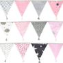 FREE P&P Fabric Bunting Banner with Tassel, 3.3M Double Sided Cotton Tassel Banner with 12 Pink Triangle Pennants, Vintage Cloth Garlands for Nursery Bedroom Playhouse Decoration Image 3