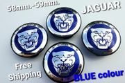 4 x BLUE 58mm - 59mm JAGUAR C2D47107 wheel center caps F XF XJ XKR S type X type XJ8 XK8