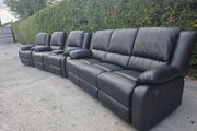 New 3+2+1 Grey Or Black Leather Recliner Sofa Sets