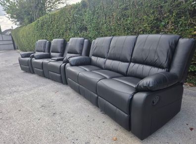 New 3+2+1 Grey Or Black Leather Recliner Sofa Sets