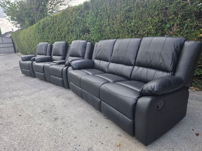 Grey Or Black 3+2+1 Leather All Recliner Sofa Sets