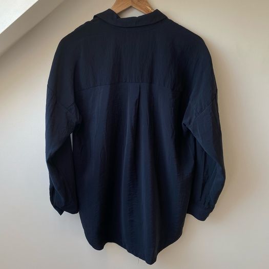 Mint Velvet Navy Open Neck "Throw On" Blouse Shirt