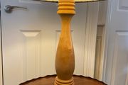 Turned wood lamp