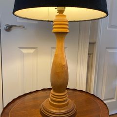 Turned wood lamp