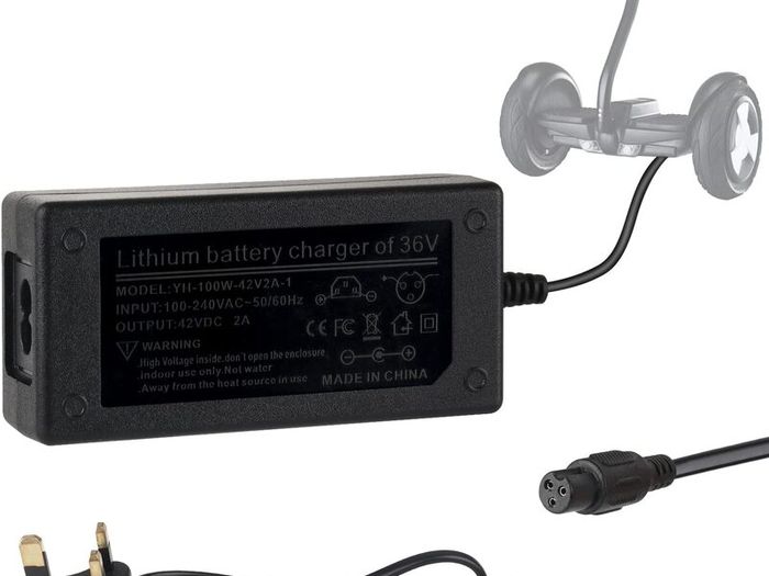 Scooter Charger 42V 2A AC Power Adapter Battery Charger for Electric Self-Balancing Scooter, Two Wheel Smart Drifting Board, Electric Scooters, Segway Hoverboard UK Universal Charger 3 pin