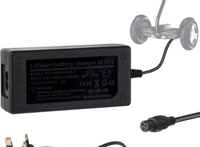 Scooter Charger 42V 2A AC Power Adapter Battery Charger for Electric Self-Balancing Scooter, Two Wheel Smart Drifting Board, Electric Scooters, Segway Hoverboard UK Universal Charger 3 pin