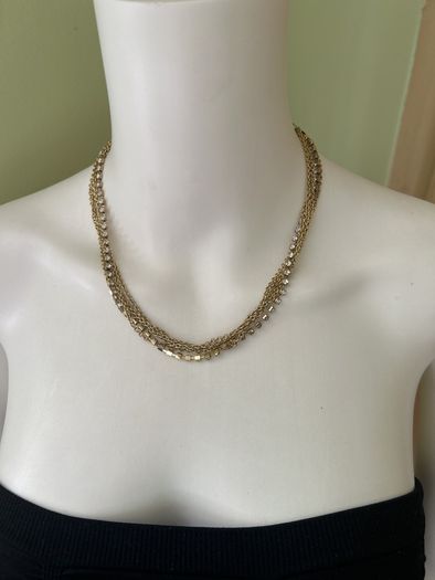 Multi chain gold tone necklace