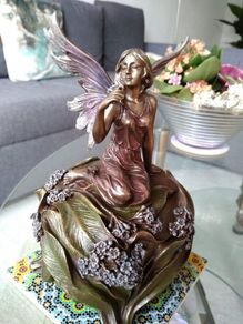 Original Vintage Art Nouveau Style Fairy Jewellery Box with Lid