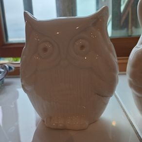 Set of 3 Porcelain Owls of Wisdom..."See All.Hear All,Say Nothing".