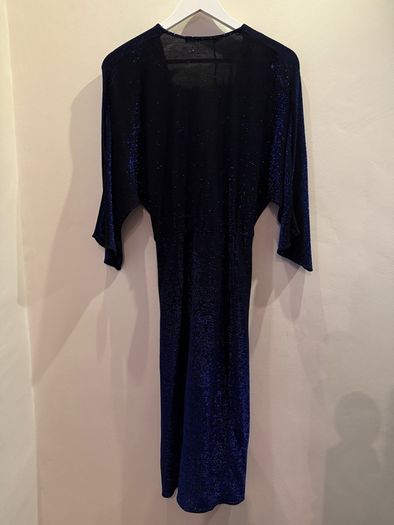 ZARA Shimmery Blue Wrap Front Midi Dress Size S!
