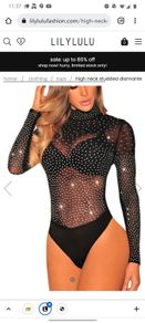 Parisian black mesh  diamante bodysuit long sleeve size UK10 EU38 Perfect condition Postage included