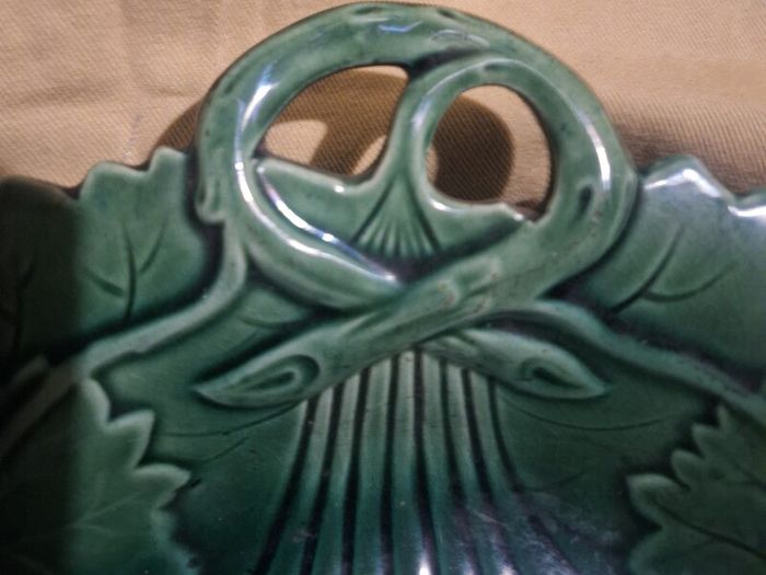 Antique Majolica Green Grape Plate
