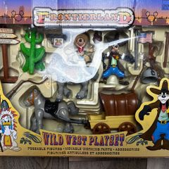 Disney Frontierland Wild West Playset 40303 Mickey Goofy Wagon Boxed Vintage